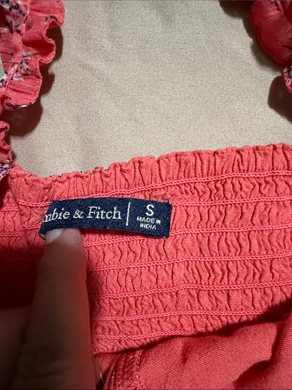 Abercrombie & Fitch Coral Floral Ruffle-Trim Crop Camisole - Picture 6 of 10
